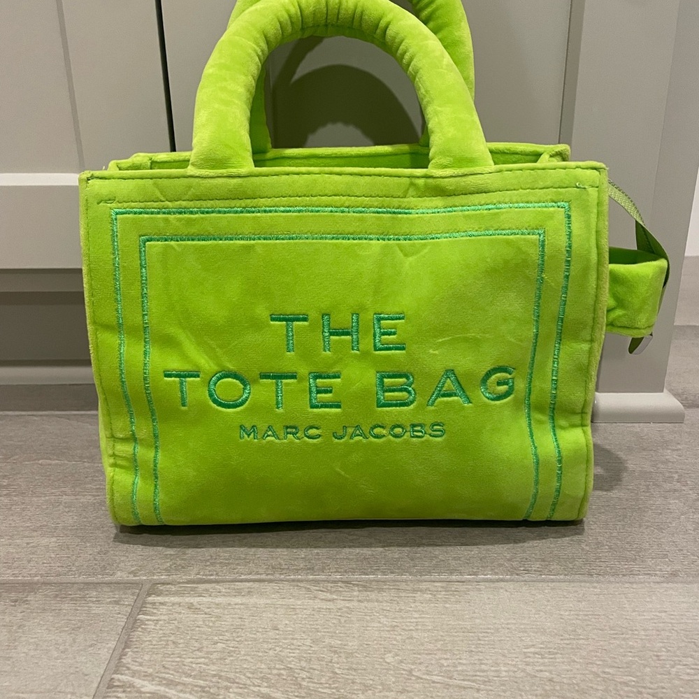 Marc Jacobs Neon Lime Velvet Mini Tote